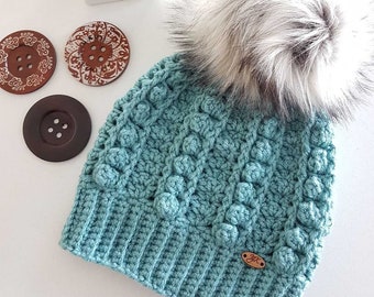 Crochet Hat Pattern, RIVER FALLS BEANIE, Hat Pattern, Crochet Beanie Pattern, Crochet Toque, Chunky Crochet Pattern, Womens Winter Hat