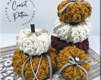 CEDAR LAKE PUMPKIN, Crochet Pattern, Crochet Pumpkin Pattern, Crochet Pumpkins, Fall Pumpkins, Crochet Cozy, Crochet Fall Decor, Bulky Yarn