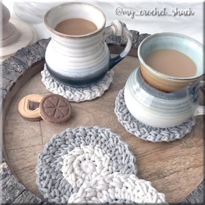 Crochet Coaster Pattern, FARMHOUSE Coaster, Farmhouse Coaster Pattern, Crochet Mug Rug Pattern, Farmhouse Decor, FREDONIA Farmhouse Coaster