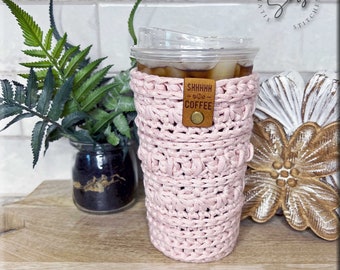 BRIGHTON Cup Cozy, Crochet Coffee Cozy, Crochet Coffee Sleeve, Coffee Cup Cozy, Iced Cup Cozy, Reusable Drink Sleeve, Cup Sleeve, VENTI