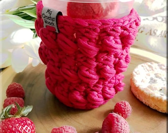 CROCHET Cozy Pattern, MORNING FUEL Cozy, Crochet Coffee Cozy, Cold Cup Cozy, Iced Coffee Cozy, Coffee Cup Cozy, Coffee Sleeve with Handle