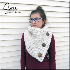 CROCHET COWL Pattern, Chunky Crochet Cowl, BELMONT Cowl, Button Cowl Pattern, Crochet Scarf Pattern, Crochet Button Cowl, Winter Scarf, Diy image 3