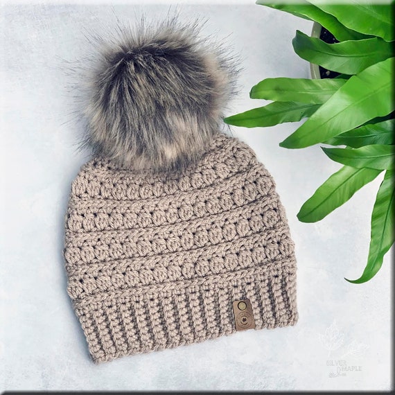 Crochet Messy Bun Hat Pattern SNOWDRIFT BEANIE Crochet Hat | Etsy