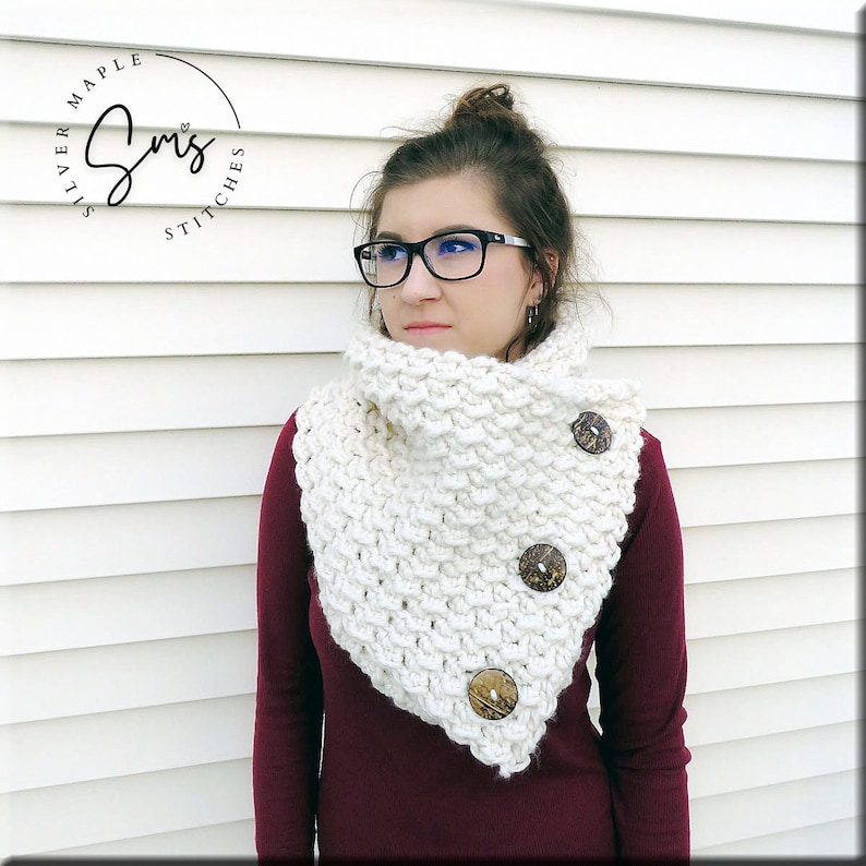 CROCHET COWL Pattern, Chunky Crochet Cowl, BELMONT Cowl, Button Cowl Pattern, Crochet Scarf Pattern, Crochet Button Cowl, Winter Scarf, Diy image 1