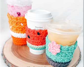 3 CROCHET PATTERNS, ASHLAND Cup Cozy, Cup Cozy Crochet Pattern, Coffee Cozy Pattern, Coffee Sleeve, Coffee Cup Cozy, Crochet Cozy Pattern