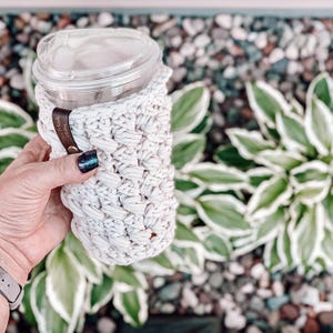 CROCHET Cozy Pattern, MORNING FUEL Cozy, Crochet Coffee Cozy, Cold Cup Cozy, Iced Coffee Cozy, Coffee Cup Cozy, Coffee Sleeve with Handle