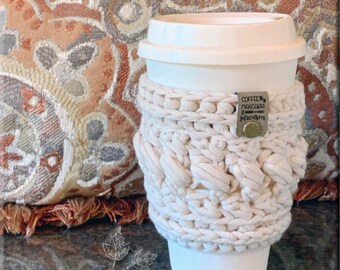 COFFEE COZY, Morning Fuel, Hot Cup Cozy, Crochet Cozy, Crochet Coffee Sleeve, Reuseable Coffee Cup Cozy, Cup Cozy, Gift for Her, Mothers Day