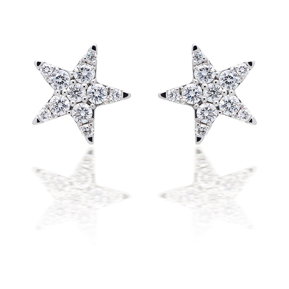 Kismet By Milka Black Diamond Star Hoop Earring In Rose Gold | ModeSens | Diamond  star, White gold, White gold diamonds