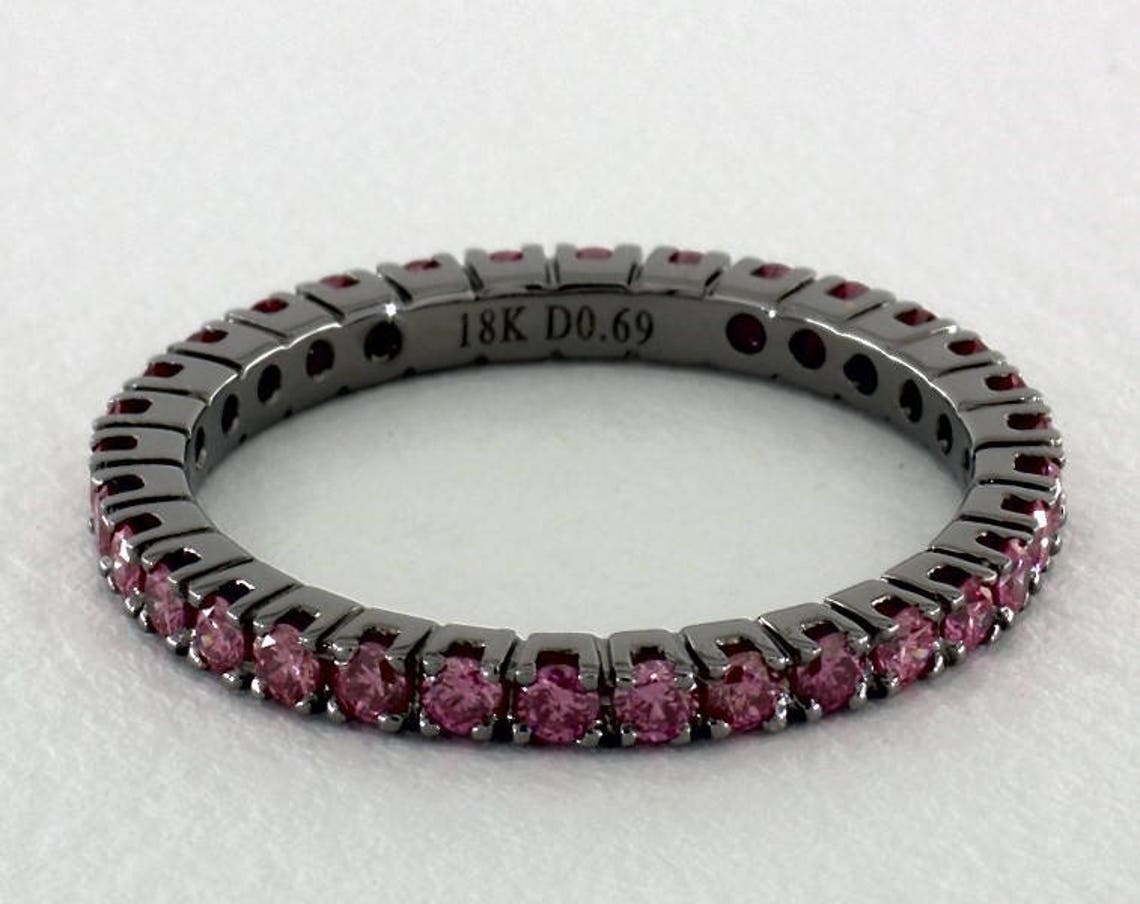 Pink Diamond Eternity Ring in 18kt White Gold W/ Black Rhodium Etsy