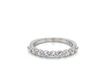 Single Prong Diamond Wedding Band in 14kt. White gold 0.54ct. Round Diamond Wedding Band, Floating Diamond Wedding Band