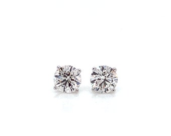 Diamond Stud Earrings in 14kt. White gold 1.04ctw. Solitaire Stud Earrings, 4-prong Martini studs, Round Diamond Earrings, Martini setting