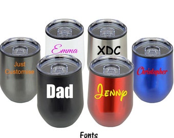 Personalised Custom Travel Mug Tumbler and Lid with Slide Sipper - Stainless Steel - Hot Cold Tea Coffee Great Teachers Gift - Any Name