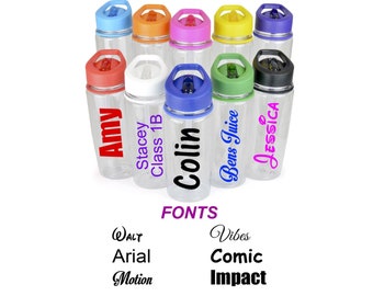 Personalised Custom Children's Bespoke Water Bottle with Flip Straw School Gym Sports Kids Merchandise Promotion Any Name/Word Approx 550ml