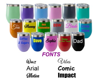 Personalised Custom Travel Mug Tumbler and Lid with Slide Sipper - Stainless Steel - Hot Cold Tea Coffee Wine Great Teachers Gift - Any Name