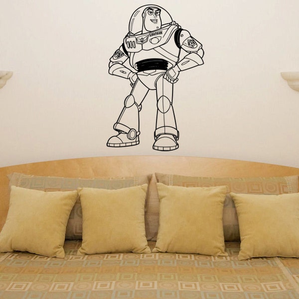 Buzz Lightyear - Toy Story  - Action Figure -  Nursery Room - Kids Play Room   - Bedroom Living Dining Room Wall Art Sticker Picture Decal