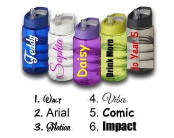 Personalised Custom Children's Drinking Water Bottle with Flip Straw - Have Any Name Or Word Approx 500ml