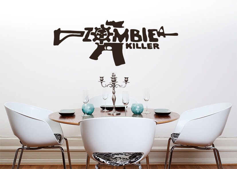Zombie Killer Machine Gun Action Gameroom Baby Nursery Etsy