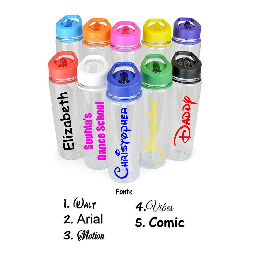 Personalised Custom Bespoke Water Bottle With Flip Straw School Gym ...