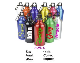 Personalised Custom Children's Metal Water Bottle Screw Lid - 500ml - School, Kids, Merchandise Drink Cup Any Name Word