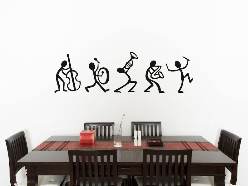 music stick men bedroom wall art sticker picture decal | etsy