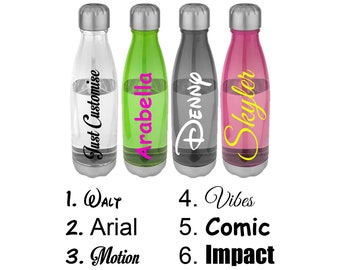Personalised Custom Plastic Water Bottle - With Screw Lid - School Gym Sports - BPA Free - Great Gift - Have Any Name Or Word Approx 800ml