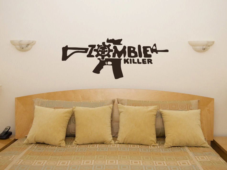 Zombie Killer Machine Gun Action Gameroom Baby Nursery Etsy