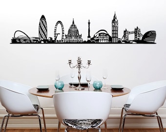 London Skyline (2) Bedroom Kitchen Dining Living Room Wall Art Sticker Picture Decal