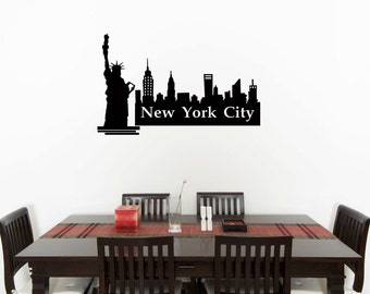 Horizonte de la ciudad de Nueva York - Dormitorio de los niños / Nursery Wall Art Sticker Imagen Calcomanía