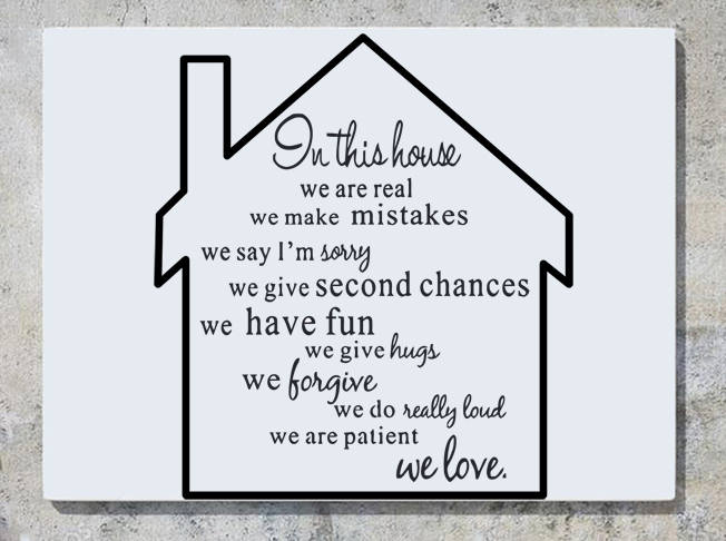 Décal Mural Vinyl "In This House We Do Real Mistakes" - Art Citation Famille, Neuf, Modèle A36