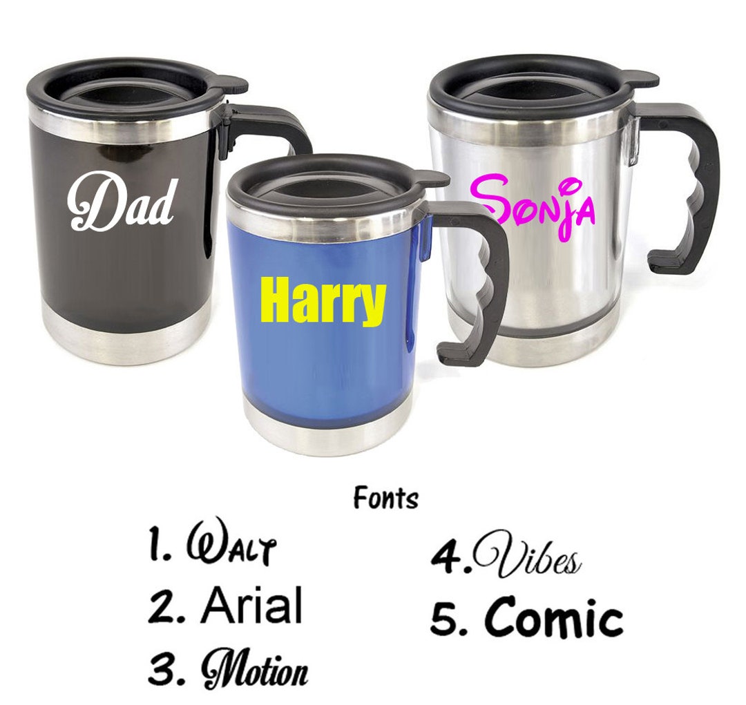 Personalised Custom Travel Mug Handle and Lid Stainless Etsy UK
