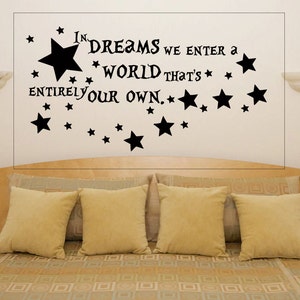 In dromen betreden we een wereld met sterren slaapkamer muur kunst sticker foto sticker