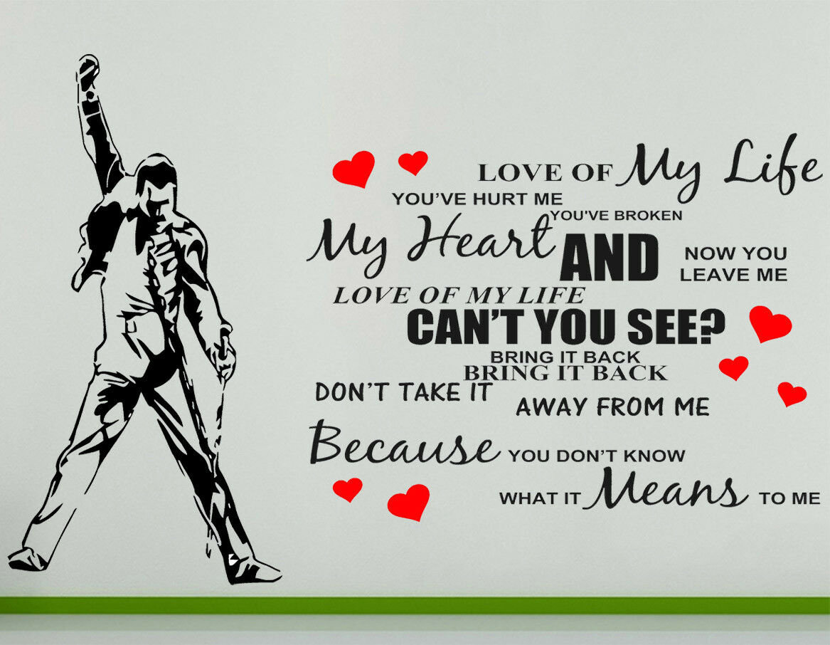 Freddie Mercury Queen Liebe von My Life Musik Lied Aufkleber Wandkunst 