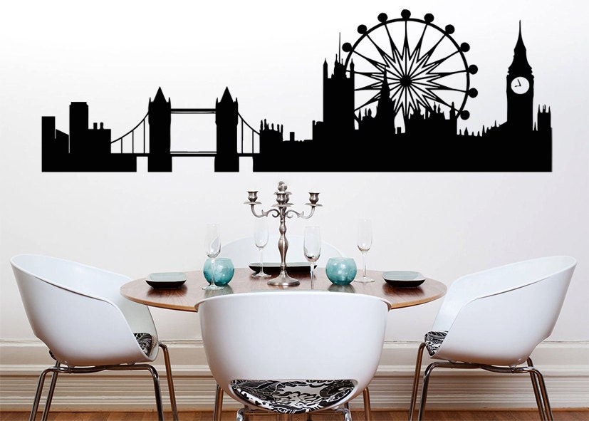 London Skyline (2) Bedroom Kitchen Dining Living Room Wall Art Sticker Picture Decal