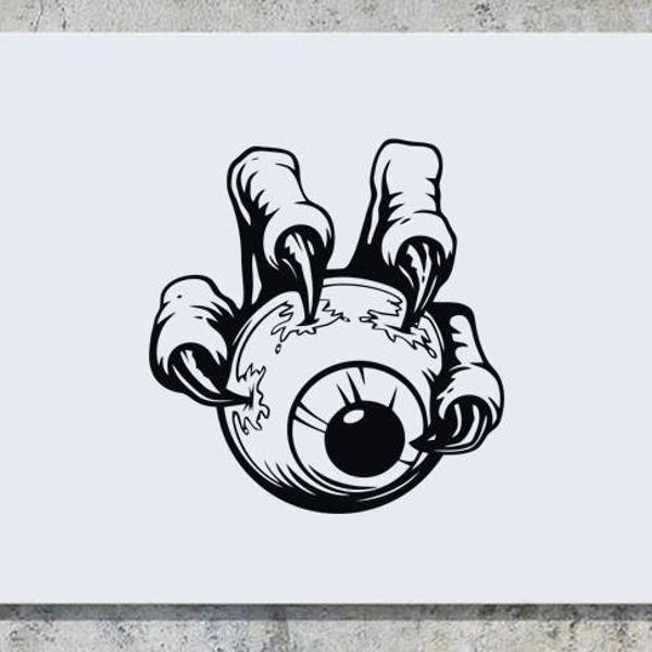 Eyeball Hand Monster Creepy Halloween Bedroom Wall Art Sticker Picture Decal