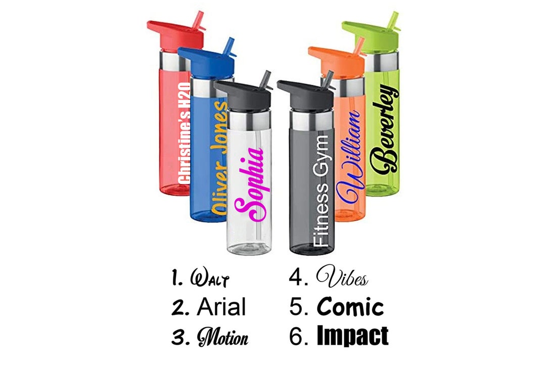 Personalised Custom Bespoke Water Bottle With Flip Straw School Gym ...