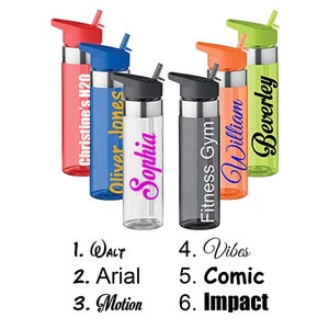 Gourde personnalisée sur mesure avec paille à rabat, salle de sport scolaire, promotions sportives, publicité de marchandises, n&#39;importe quel nom ou mot : environ 650 ml