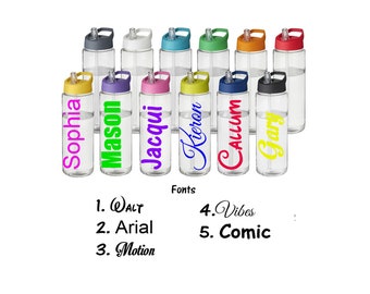 Personalised Custom Bespoke Water Bottle With Flip Straw  Merchandise Advertising Kids Children Gym Sports Any Name Or Word Approx 850ml
