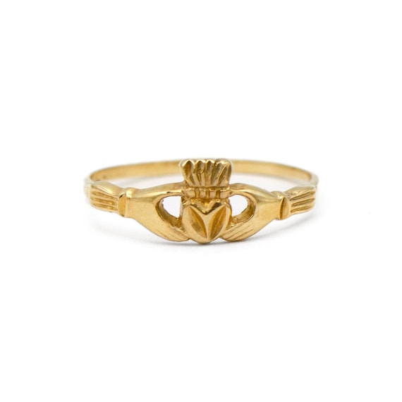 Petite Gold Irish Claddagh Promise Ring - image 1