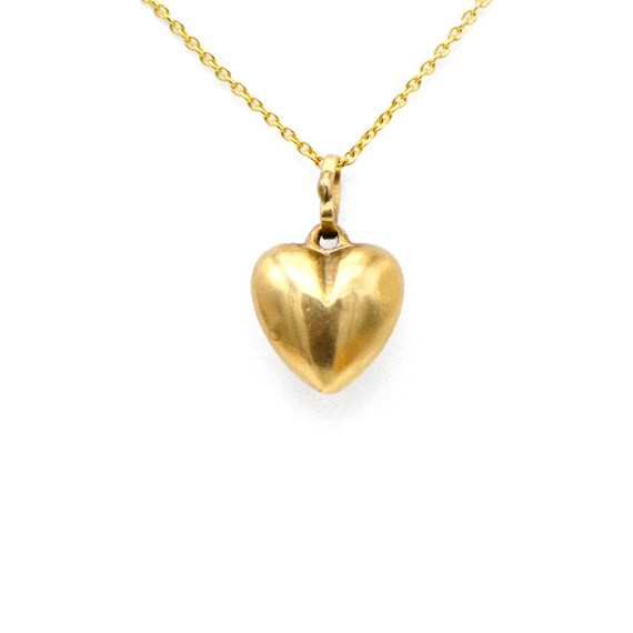 14k Yellow Gold Puffy Heart Charm - image 2
