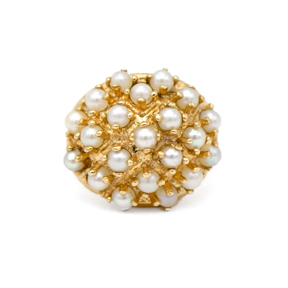 14k Yellow Gold Pearl Cocktail Ring - image 1