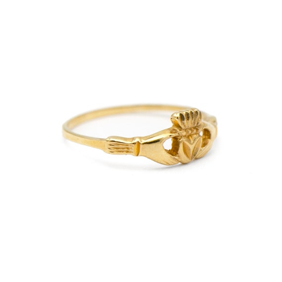 Petite Gold Irish Claddagh Promise Ring - image 2