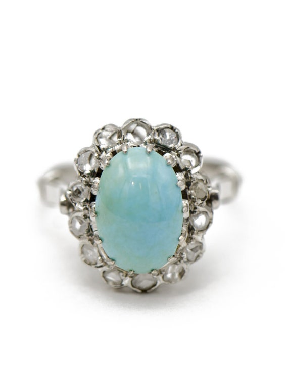 Turquoise & Rose Cut Diamond Ring