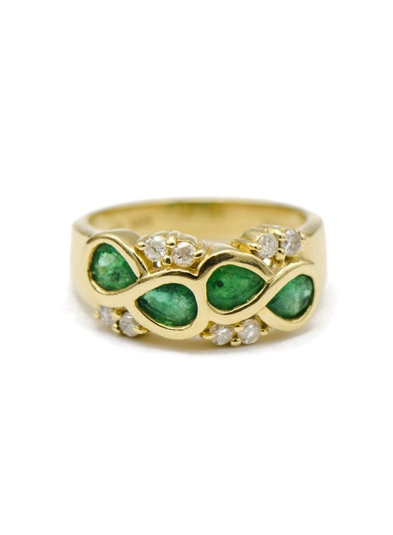 Emerald Pear & Diamond Ring