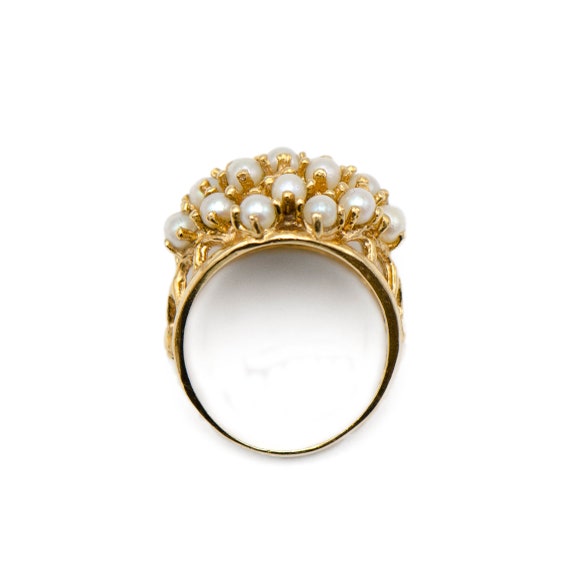 14k Yellow Gold Pearl Cocktail Ring - image 4