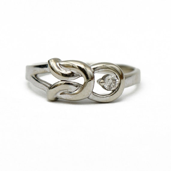 10k White Gold Diamond Knot Ring - image 1