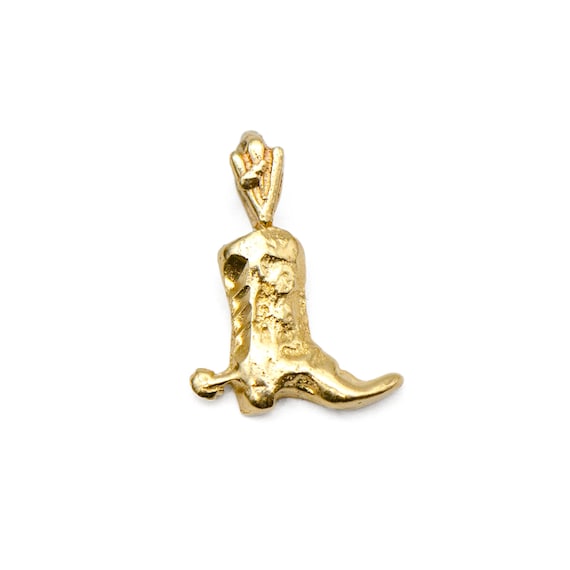 14k Yellow Gold Cowboy Boot Charm - image 1