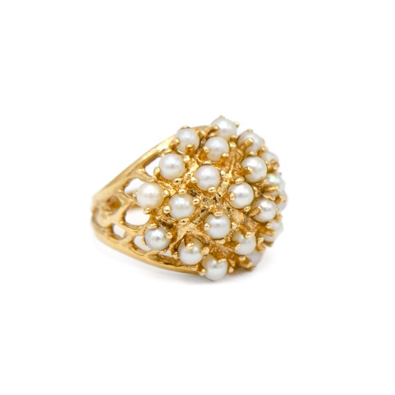 14k Yellow Gold Pearl Cocktail Ring - image 3