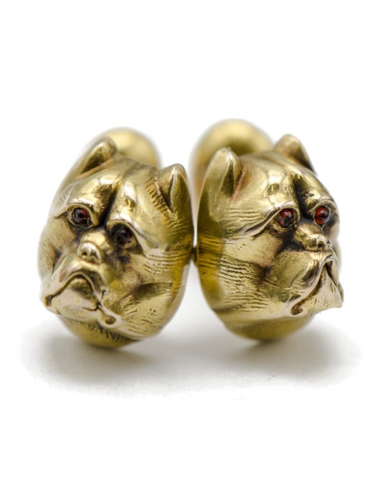 Vintage 14k Yellow Gold Bulldog Cuff Links