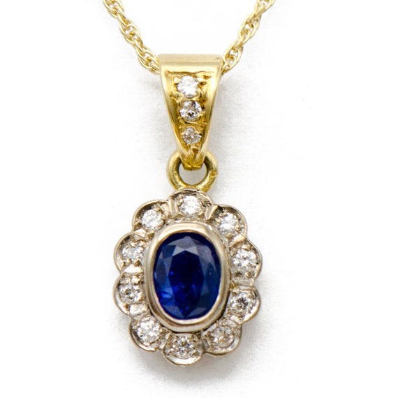 Vintage Sapphire Halo Pendant - image 1