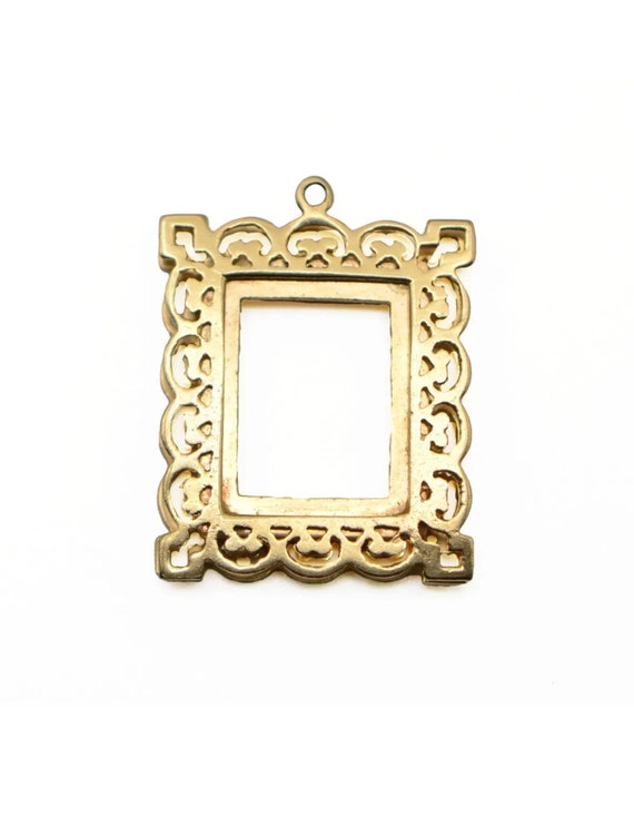 14k Yellow Gold Filigree Picture Frame Charm